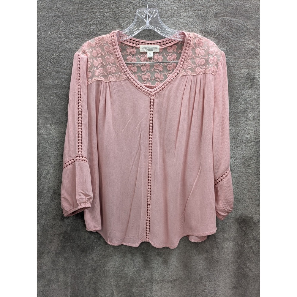 Peasant Blouse Womens Medium/Large Est Lace Crinkle Bohemian Minimalist Coquette